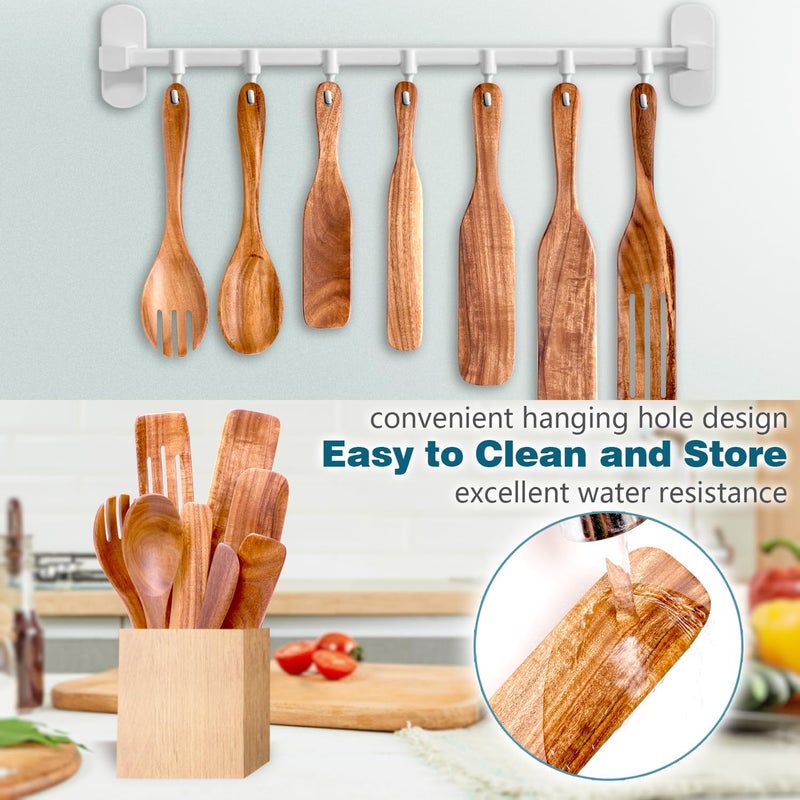 HOWHONG Wooden Spurtle Set for Cooking, Acacia Wood Kitchen Utensils, Premium Handmade Spurtles for Nonstick Cookware, Heat Resistant, Smooth Finish, Comfortable Grip, 8 Piece - Image 3